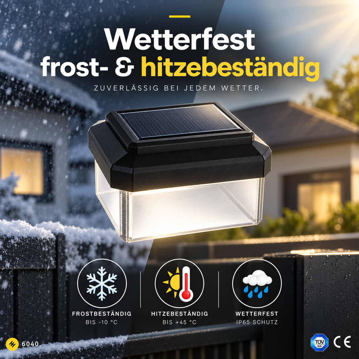 6040 Solar Zaunleuchte LED - 60X40mm